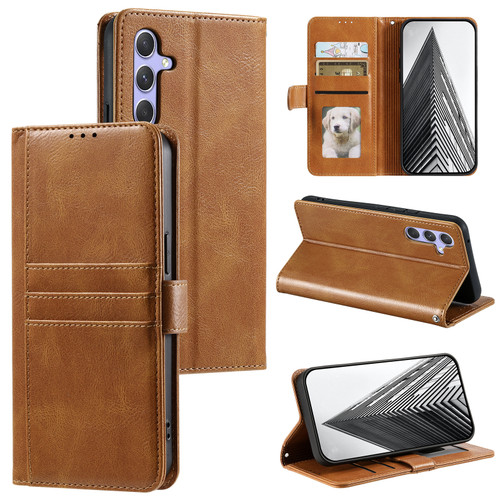 Samsung Galaxy A16 5G Simple 6-Card Wallet Leather Phone Case - Brown
